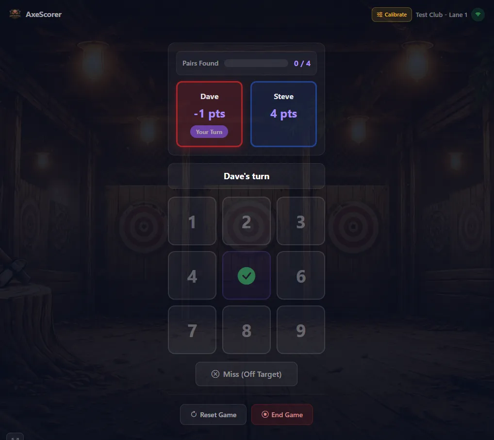 Pairs - Touch Scoring Interface