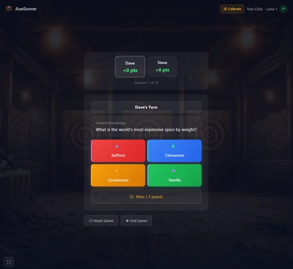 Quiz - Touch Scoring Interface