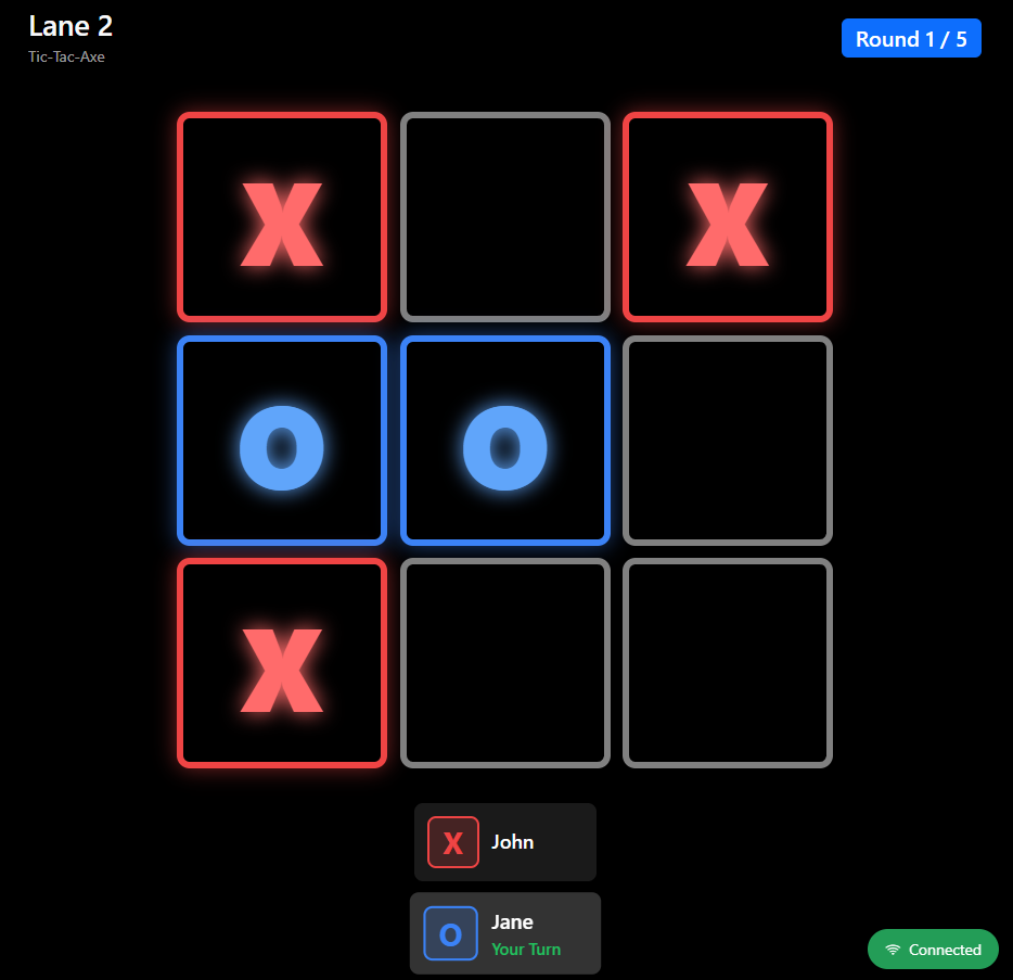 Tic-Tac-Axe Digital Axe Throwing Game - Virtual Target Display